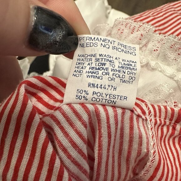 Vintage MINI WORLD Red & White Pinafore Party Dress size L 9-12 Mo Full Skirt - Picture 6 of 10